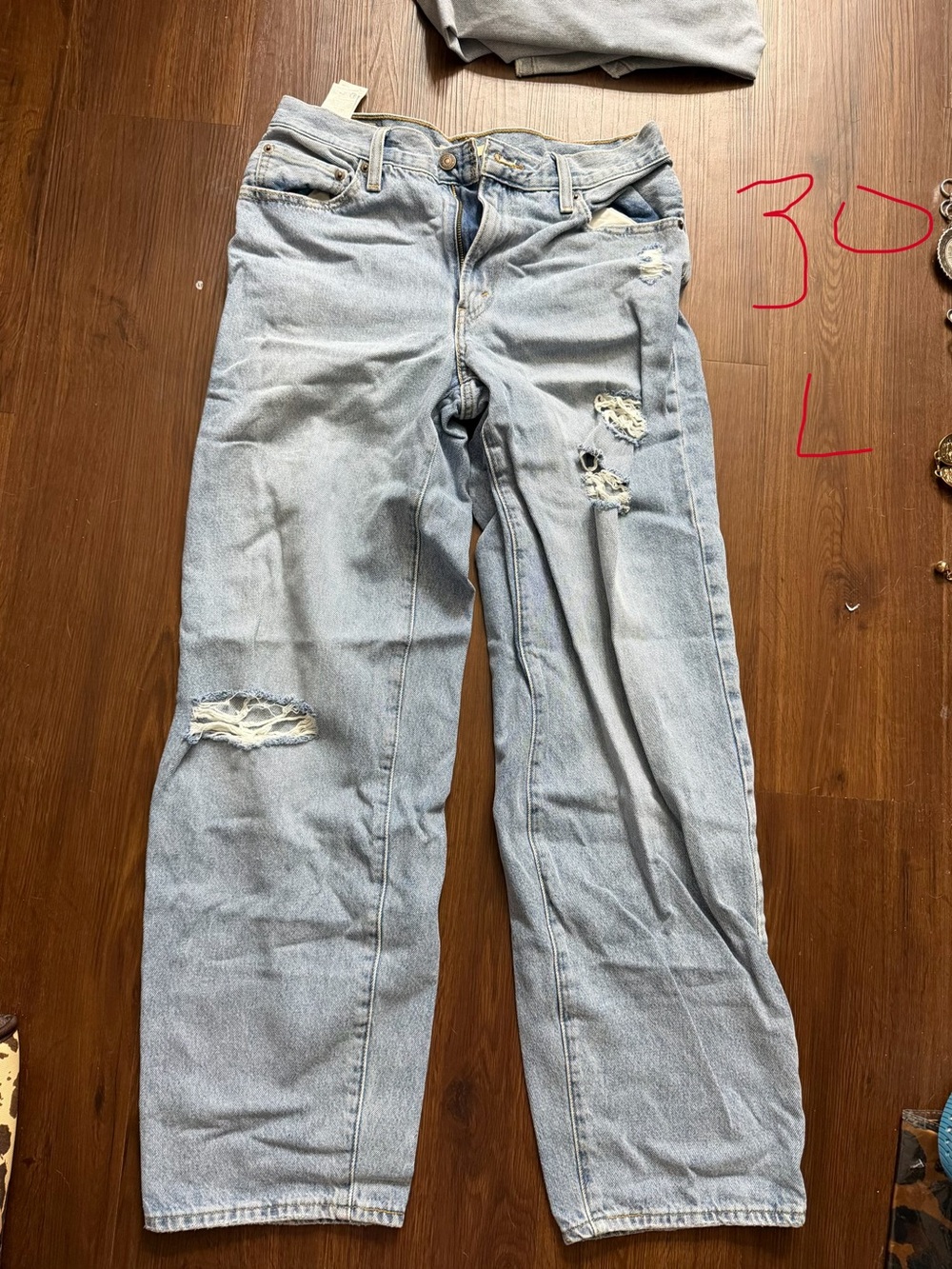 Levi’s Baggy Dad Light Wash Distressed Straight Leg Jeans